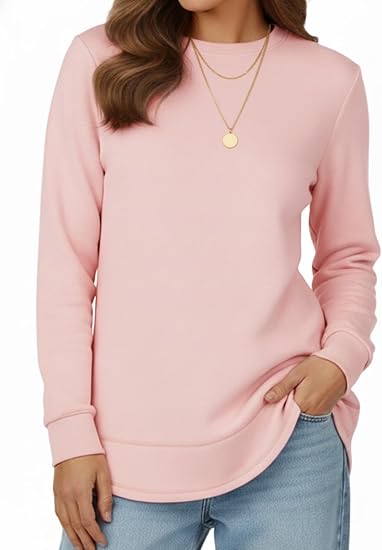 Women’s Long Sleeve Pullover Tunic Top Casual Loose Fit Sweatshirt