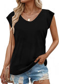 Women’s Cap Sleeve V Neck Summer Top Loose Fit Casual T-Shirt